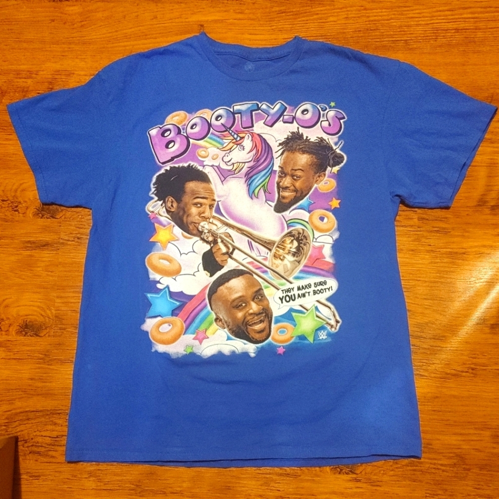 WWE The New Day Booty-O's Cereal Shirt Wrestling Tee WrestleMania 32 Tee 2016